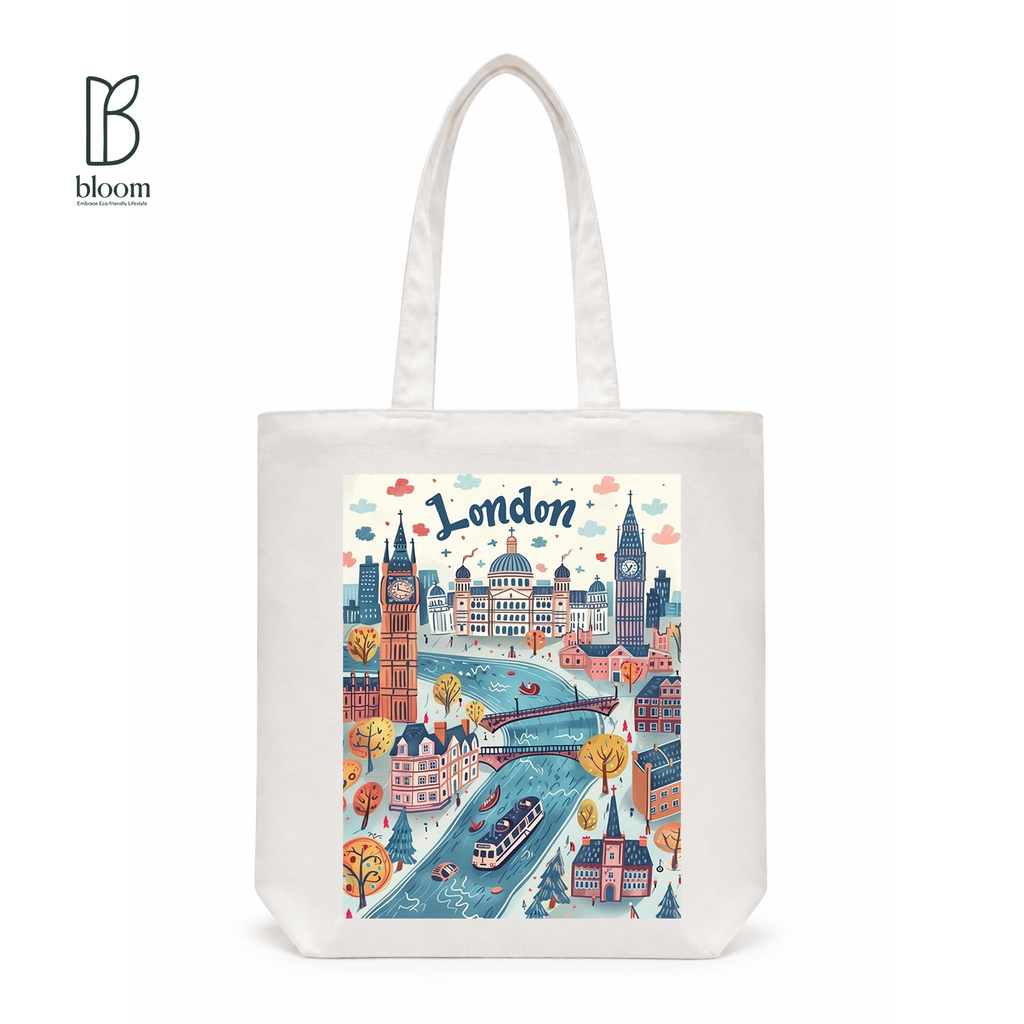 London Fog canvas tote bag - Regular White | Bloom Bags BD