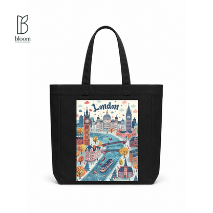 London Fog canvas tote bag - Square Black | Bloom Bags BD