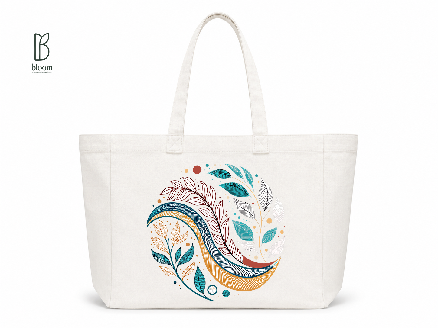 Midnight Bloom canvas tote bag - Extended White | Bloom Bags BD