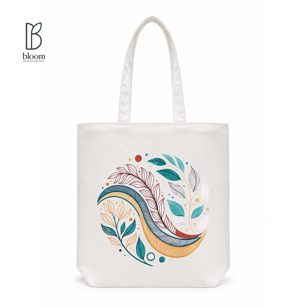 Midnight Bloom canvas tote bag - Regular White | Bloom Bags BD
