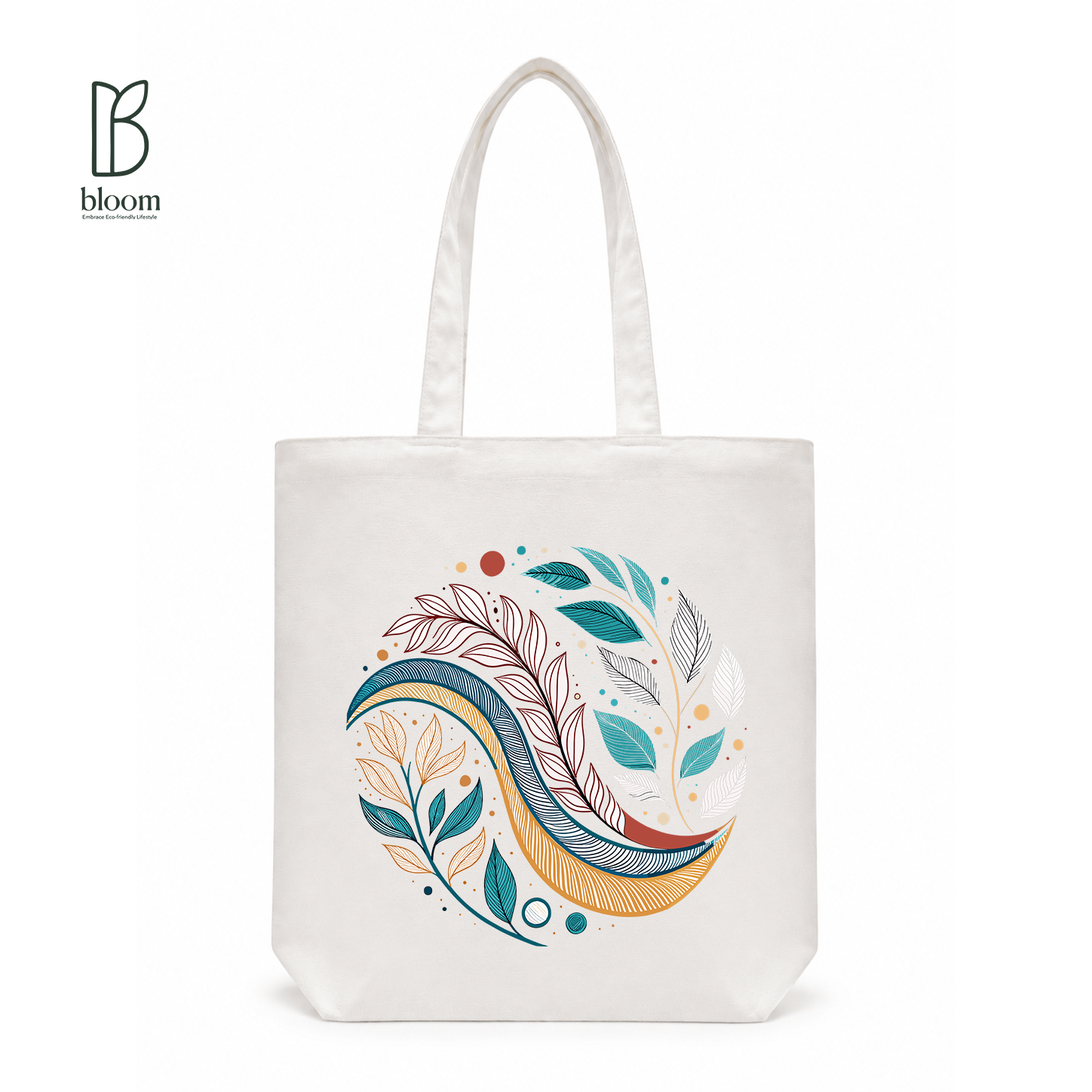 Midnight Bloom canvas tote bag - Regular White | Bloom Bags BD