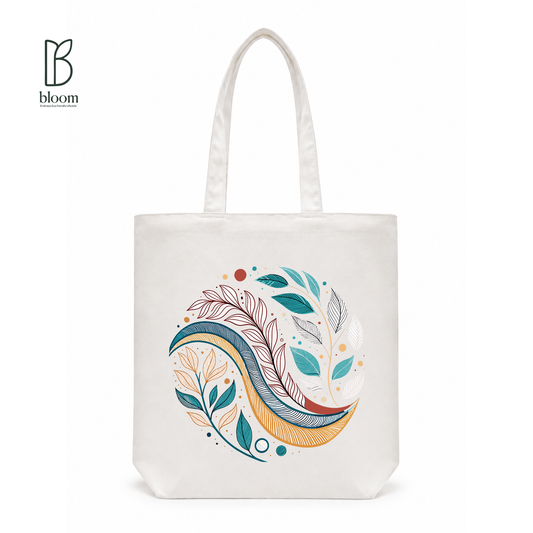 Midnight Bloom canvas tote bag - Regular White | Bloom Bags BD
