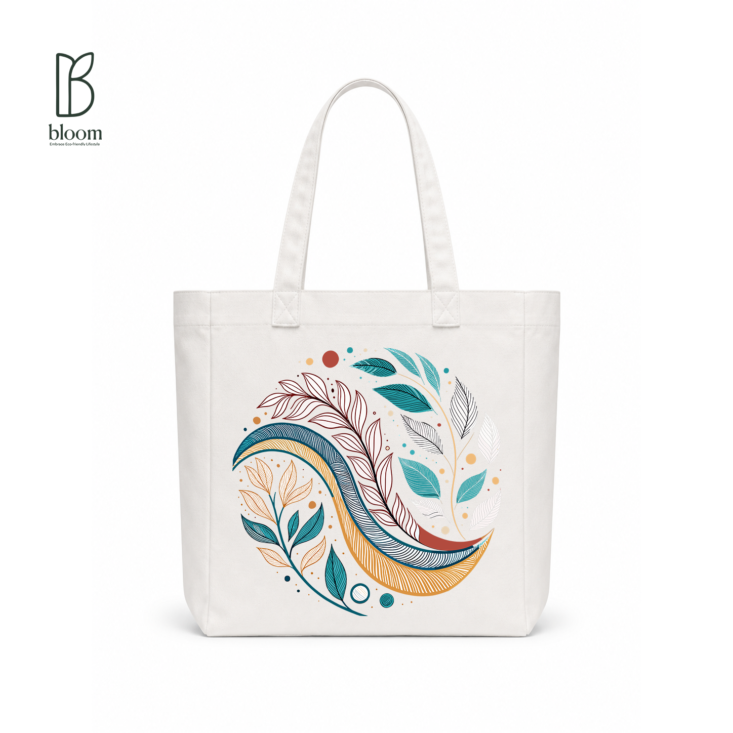 Midnight Bloom canvas tote bag - Square White | Bloom Bags BD