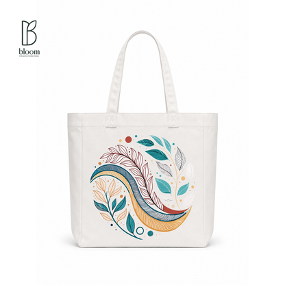 Midnight Bloom canvas tote bag - Square White | Bloom Bags BD