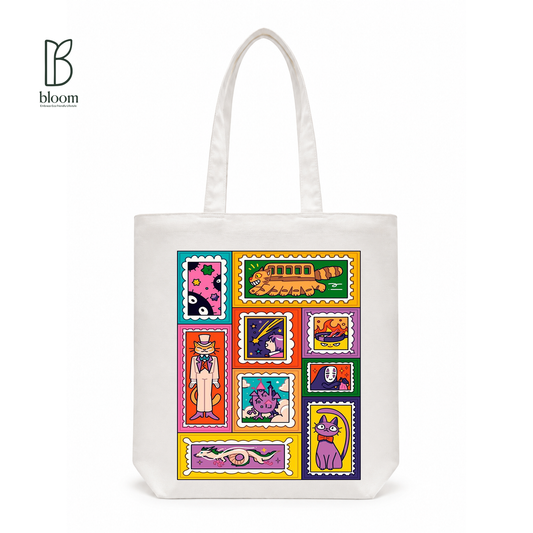Neko Post cat print canvas tote bag - Regular White | Bloom Bags BD