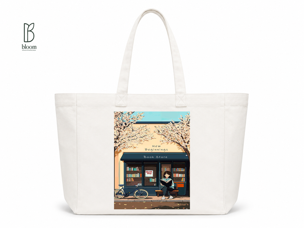 New Beginnings canvas tote bag - Extended White | Bloom Bags BD