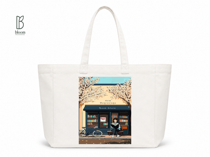 New Beginnings canvas tote bag - Extended White | Bloom Bags BD