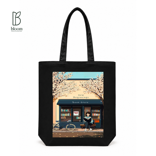 New Beginnings canvas tote bag - Regular Black | Bloom Bags BD