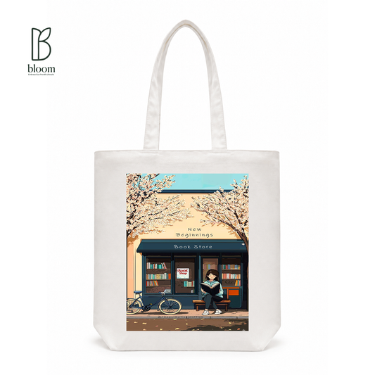 New Beginnings canvas tote bag - Regular White | Bloom Bags BD