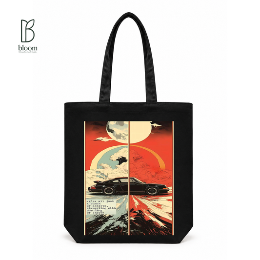 Night Drive canvas tote bag - Regular Black | Bloom Bags BD