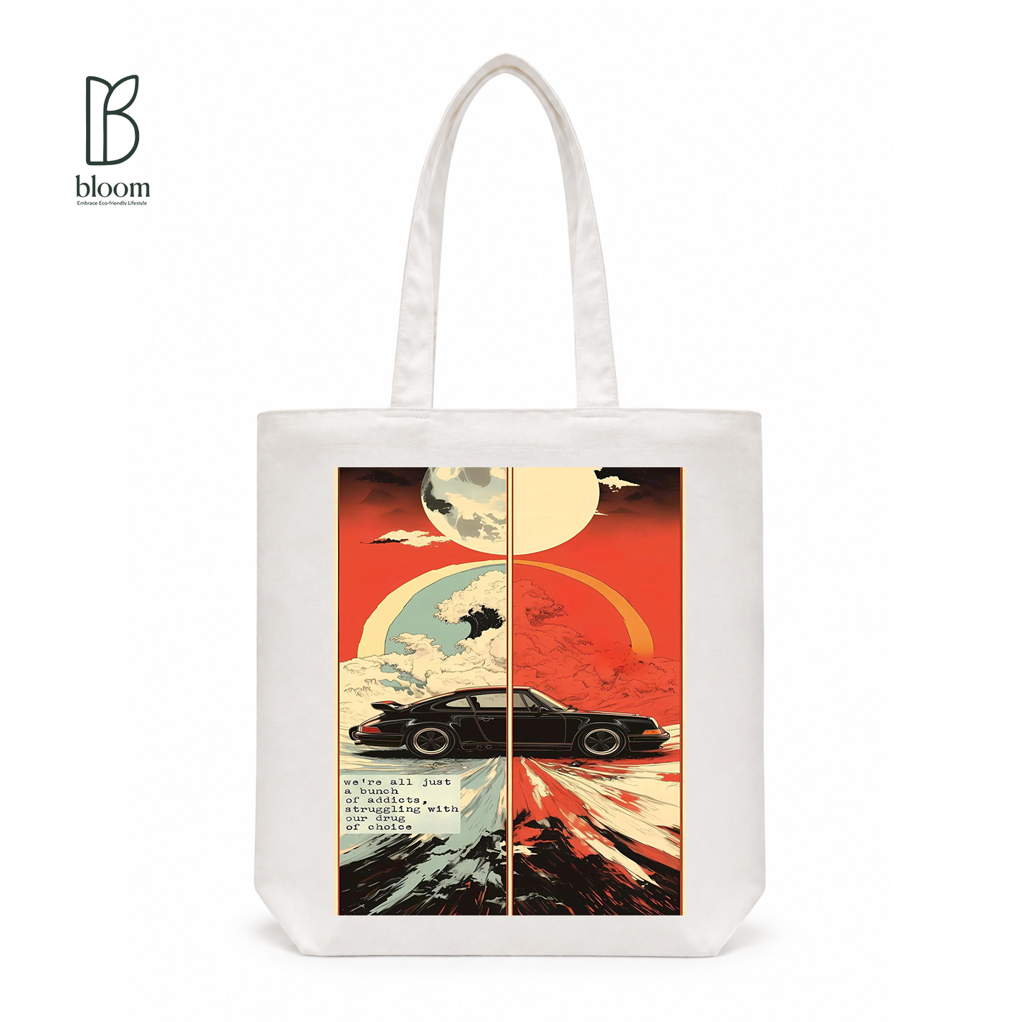 Night Drive canvas tote bag - Regular White | Bloom Bags BD