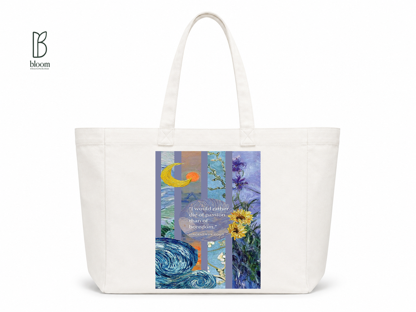 Passion Over Boredom canvas tote bag - Extended White | Bloom Bags BD