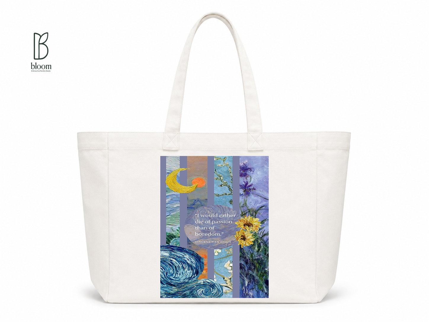 Passion Over Boredom canvas tote bag - Extended White | Bloom Bags BD