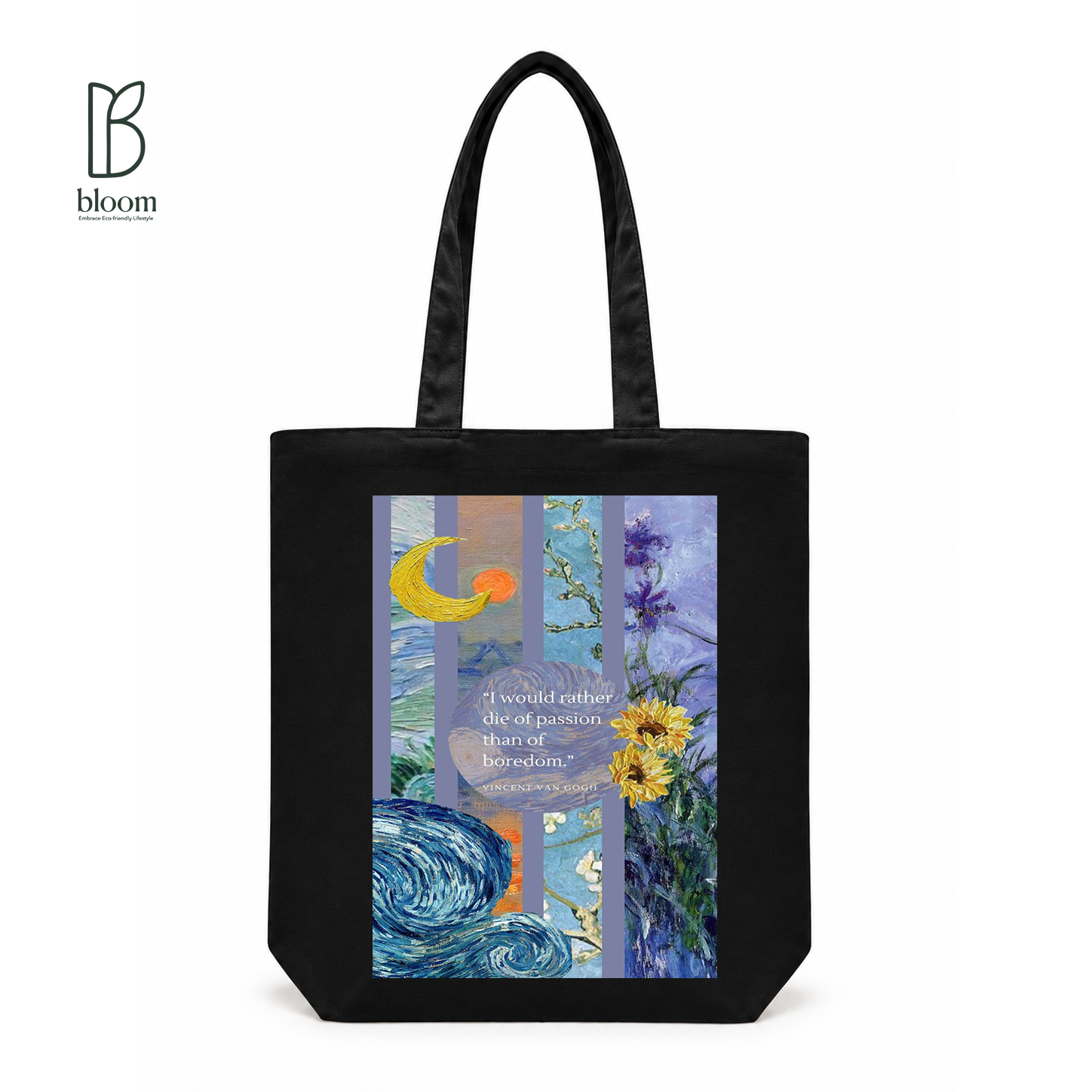 Passion Over Boredom canvas tote bag - Regular Black | Bloom Bags BD
