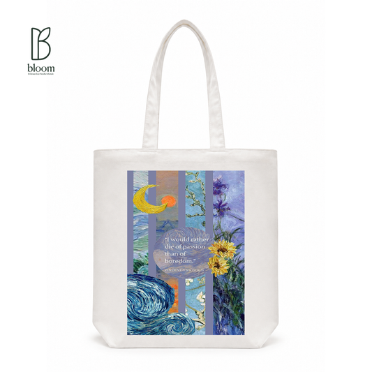 Passion Over Boredom canvas tote bag - Regular White | Bloom Bags BD