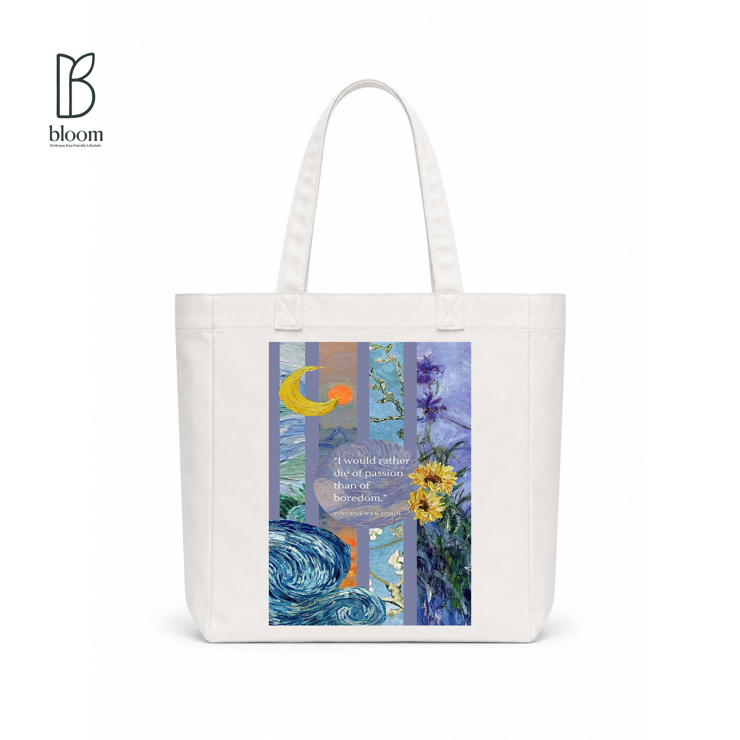Passion Over Boredom canvas tote bag - Square White | Bloom Bags BD