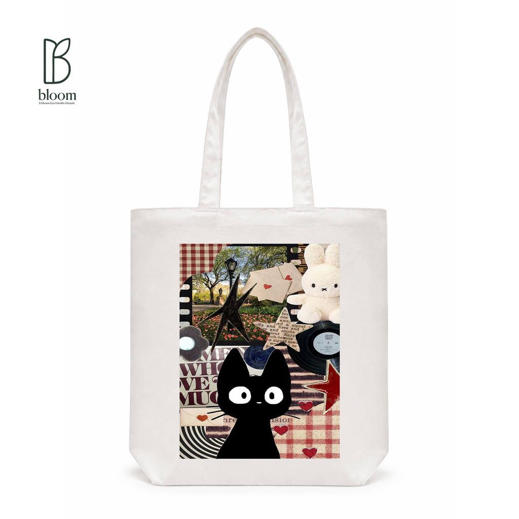 Retro Diary canvas tote bag - Extended White | Bloom Bags BD