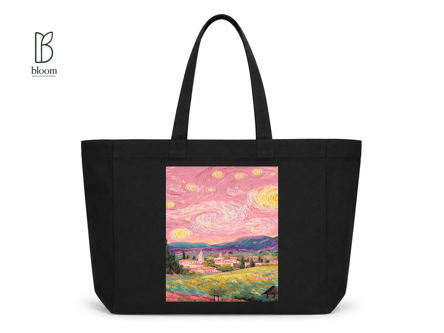 Rose Nights canvas tote bag - Extended Black | Bloom Bags BD