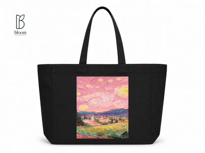 Rose Nights canvas tote bag - Extended Black | Bloom Bags BD