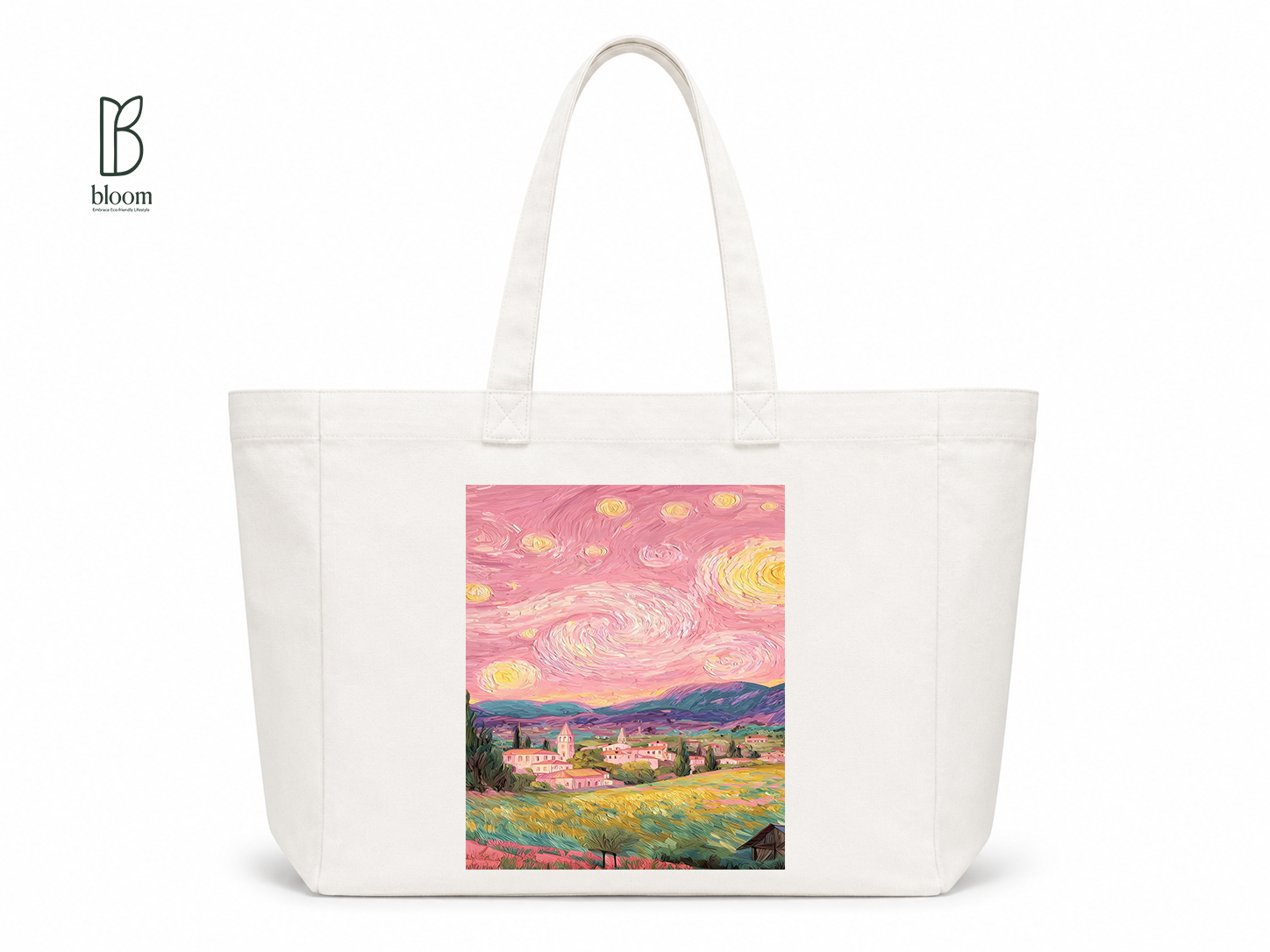Rose Nights canvas tote bag - Extended White | Bloom Bags BD