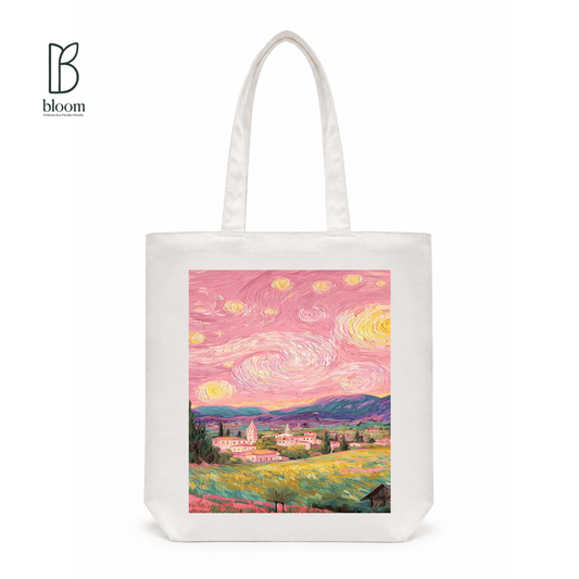 Rose Nights canvas tote bag - Regular White | Bloom Bags BD