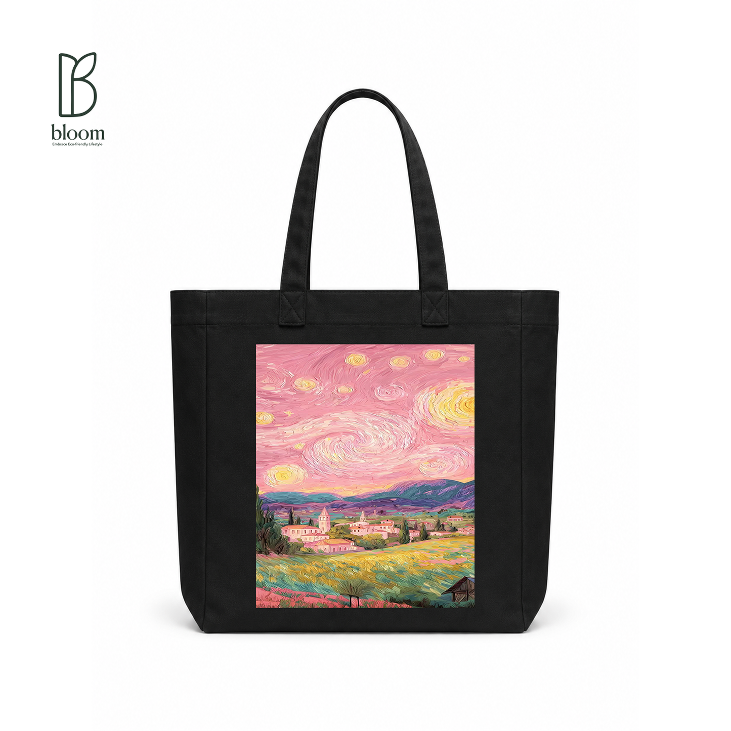 Rose Nights canvas tote bag - Square Black | Bloom Bags BD