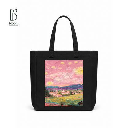 Rose Nights canvas tote bag - Square Black | Bloom Bags BD