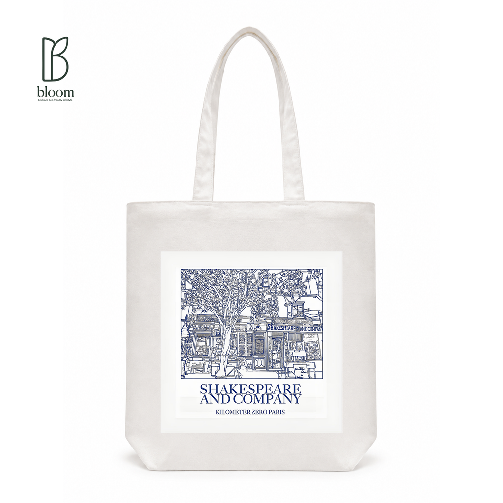 Shakespeare and Co. Paris canvas tote bag - Regular White | Bloom Bags BD