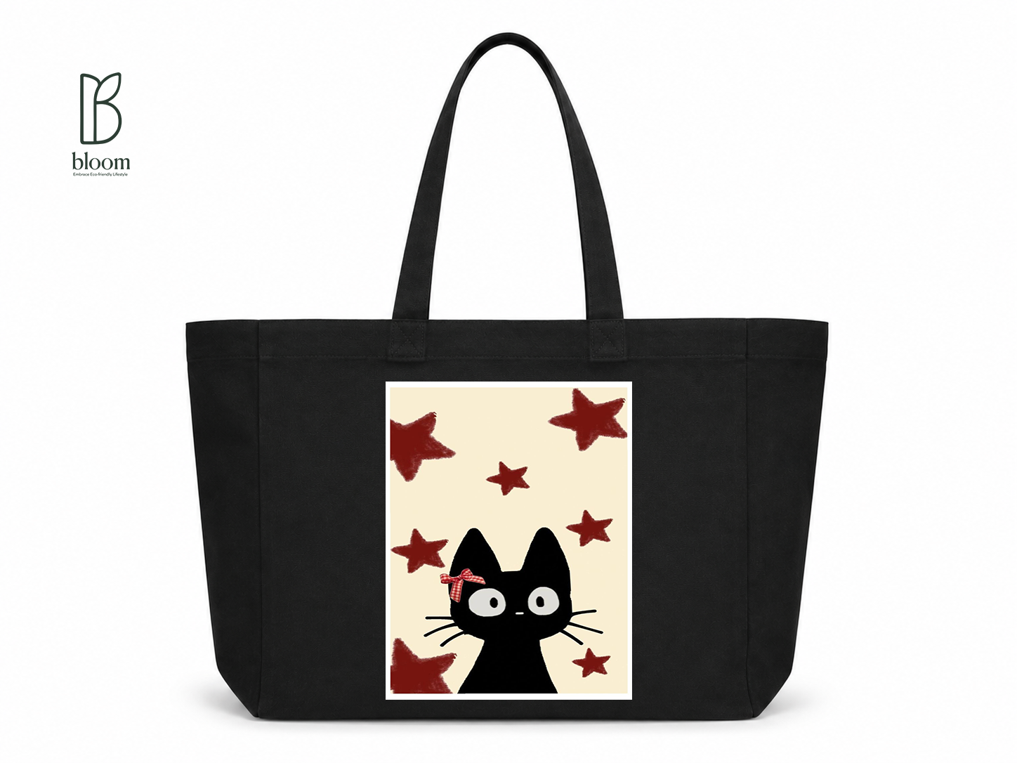 Starlit Jiji canvas tote bag - Extended Black | Bloom Bags BD