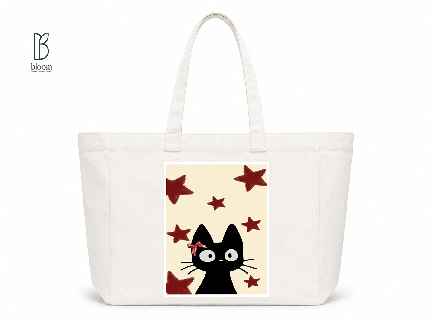 Starlit Jiji canvas tote bag - Extended White | Bloom Bags BD