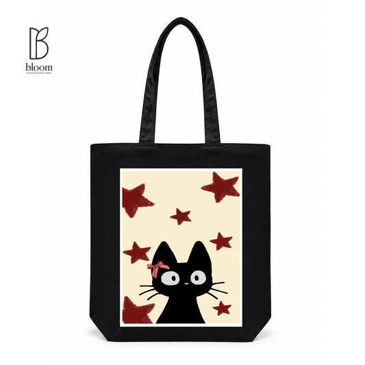 Starlit Jiji canvas tote bag - Regular Black | Bloom Bags BD