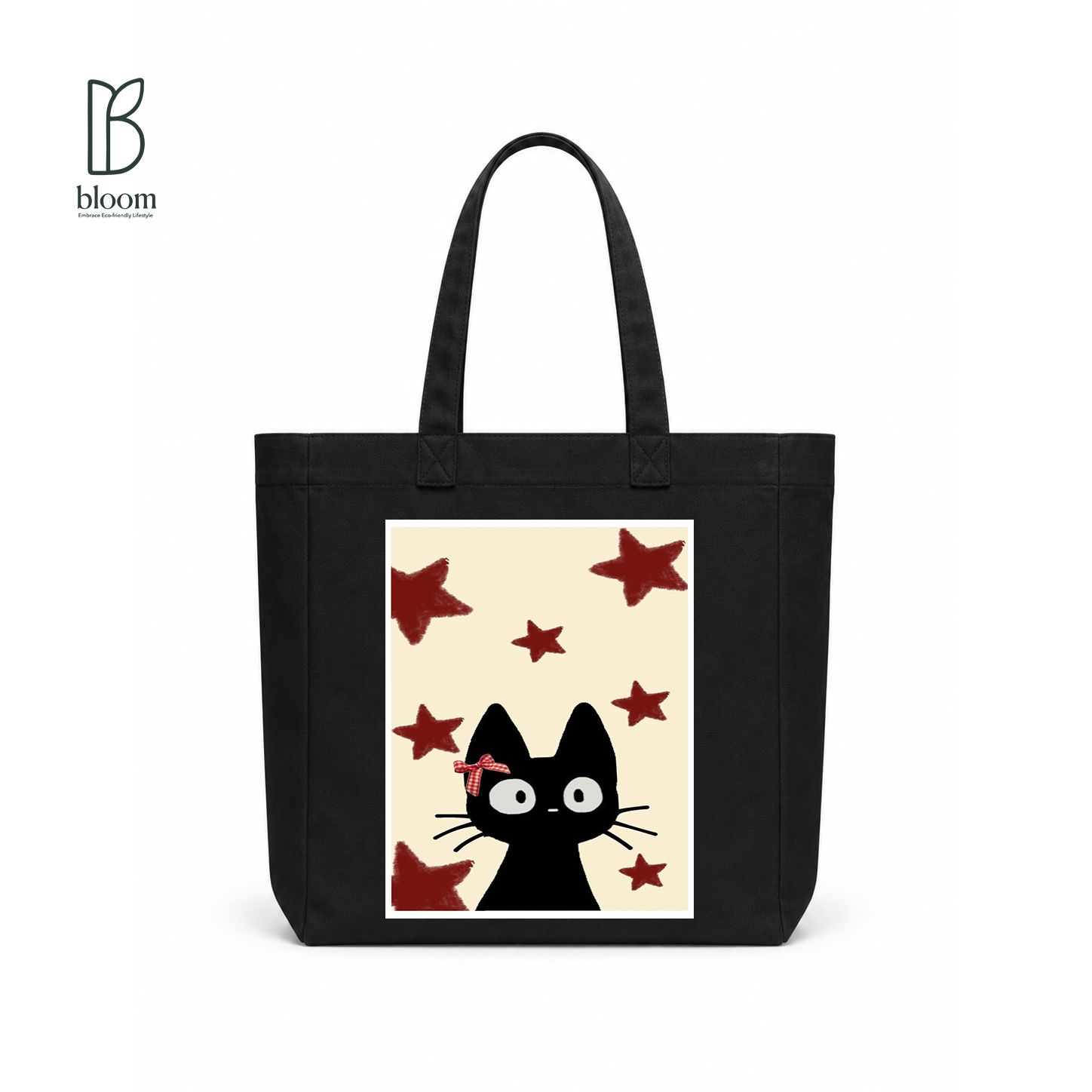 Starlit Jiji canvas tote bag - Square Black | Bloom Bags BD