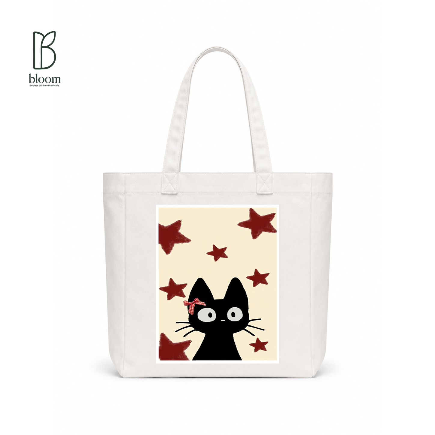 Starlit Jiji canvas tote bag - Square White | Bloom Bags BD