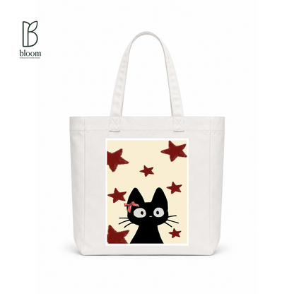 Starlit Jiji canvas tote bag - Square White | Bloom Bags BD