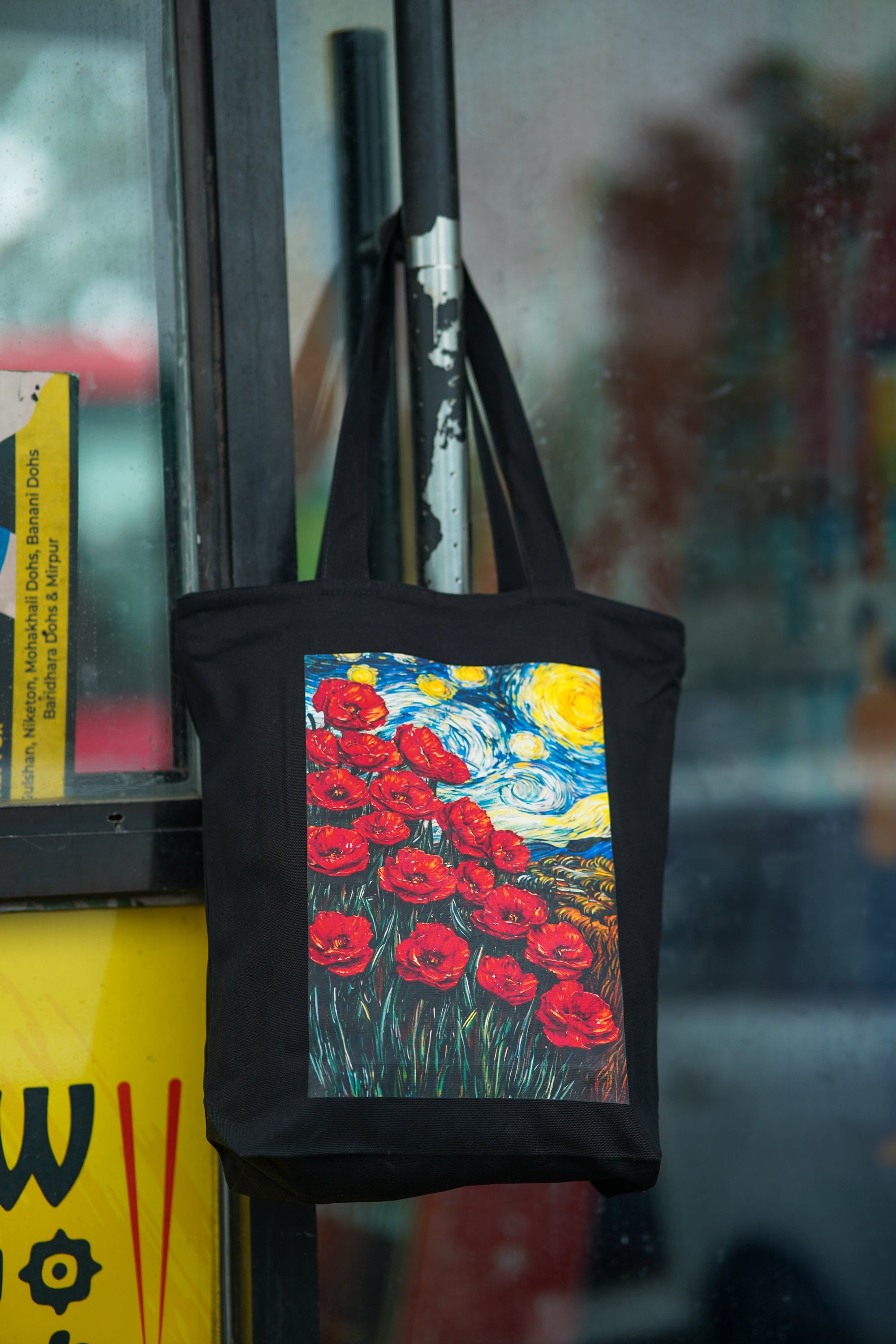 Starlit Poppies canvas tote bag - lifestyle photo | Bloom Bags BD