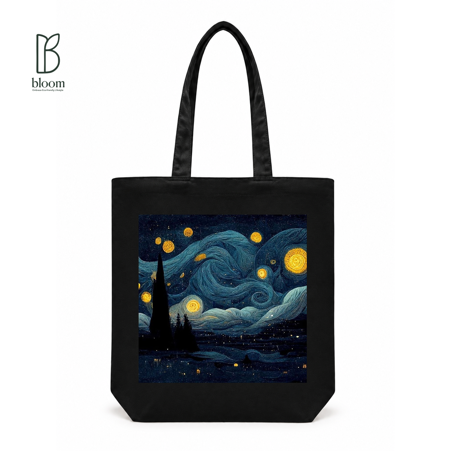 Starry Night canvas tote bag - Regular Black | Bloom Bags BD