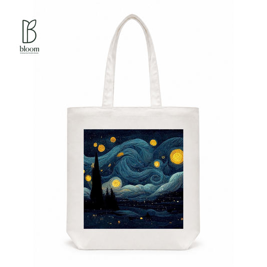 Starry Night canvas tote bag - Regular White | Bloom Bags BD