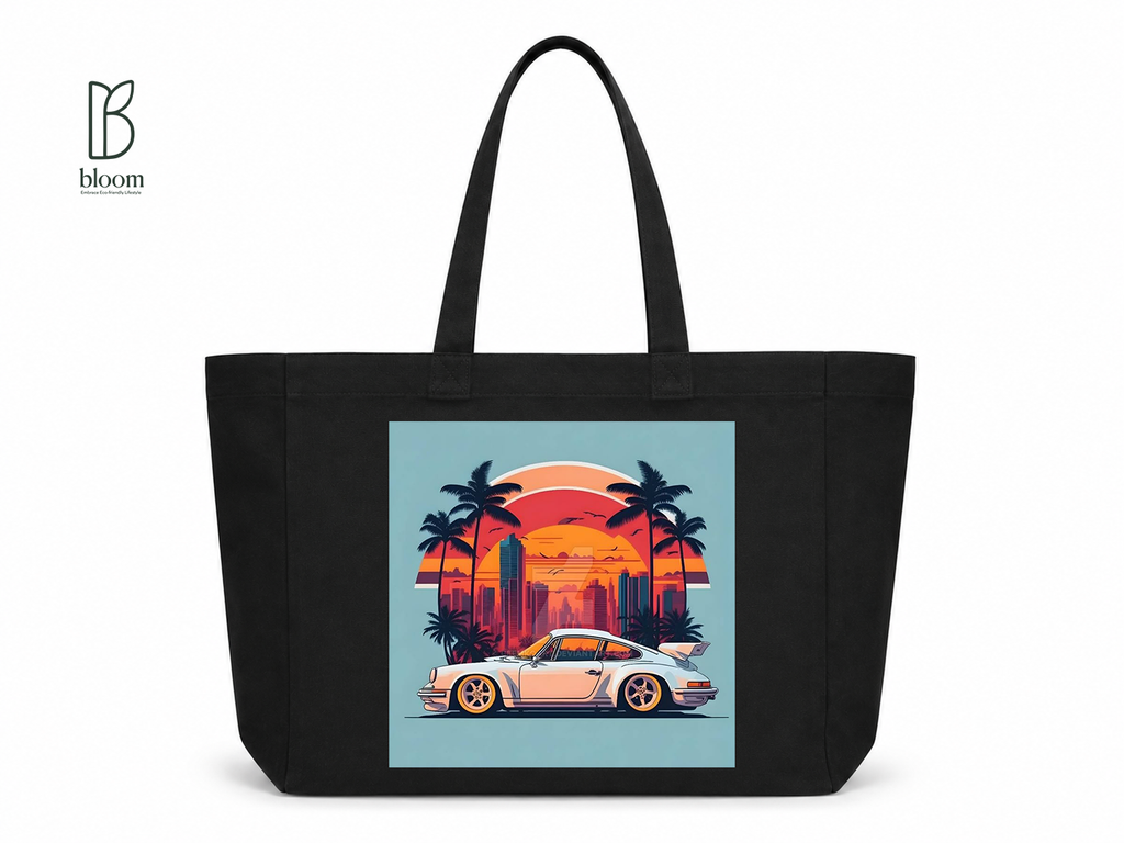 Sunset Cruise canvas tote bag - Extended Black | Bloom Bags BD