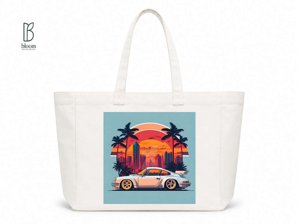 Sunset Cruise canvas tote bag - Extended White | Bloom Bags BD