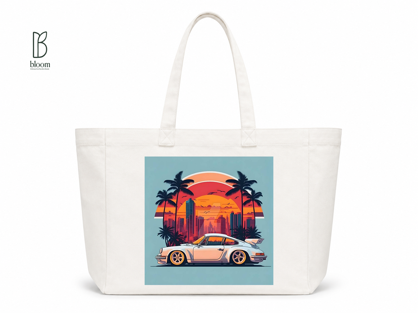 Sunset Cruise canvas tote bag - Extended White | Bloom Bags BD
