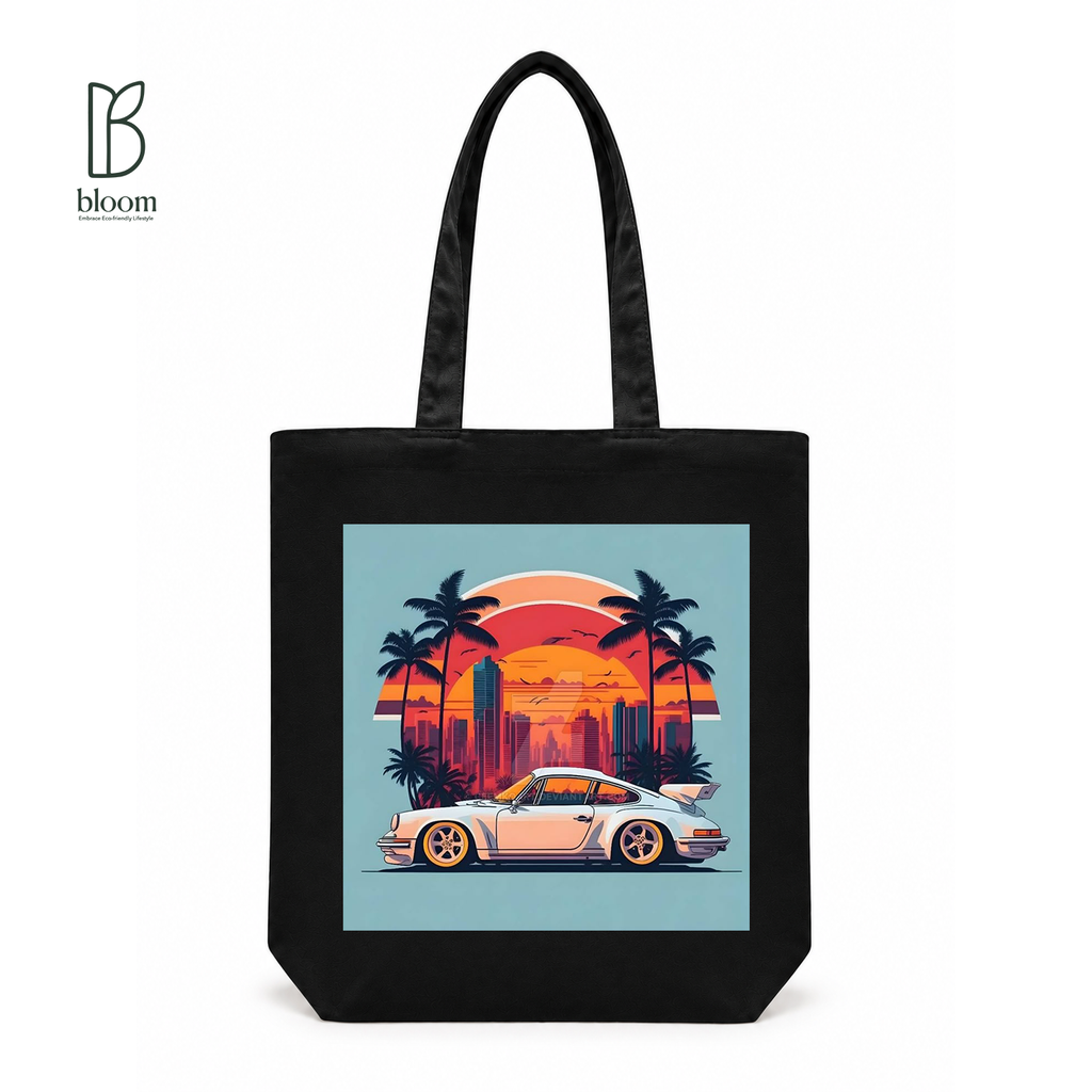 Sunset Cruise canvas tote bag - Regular White | Bloom Bags BD