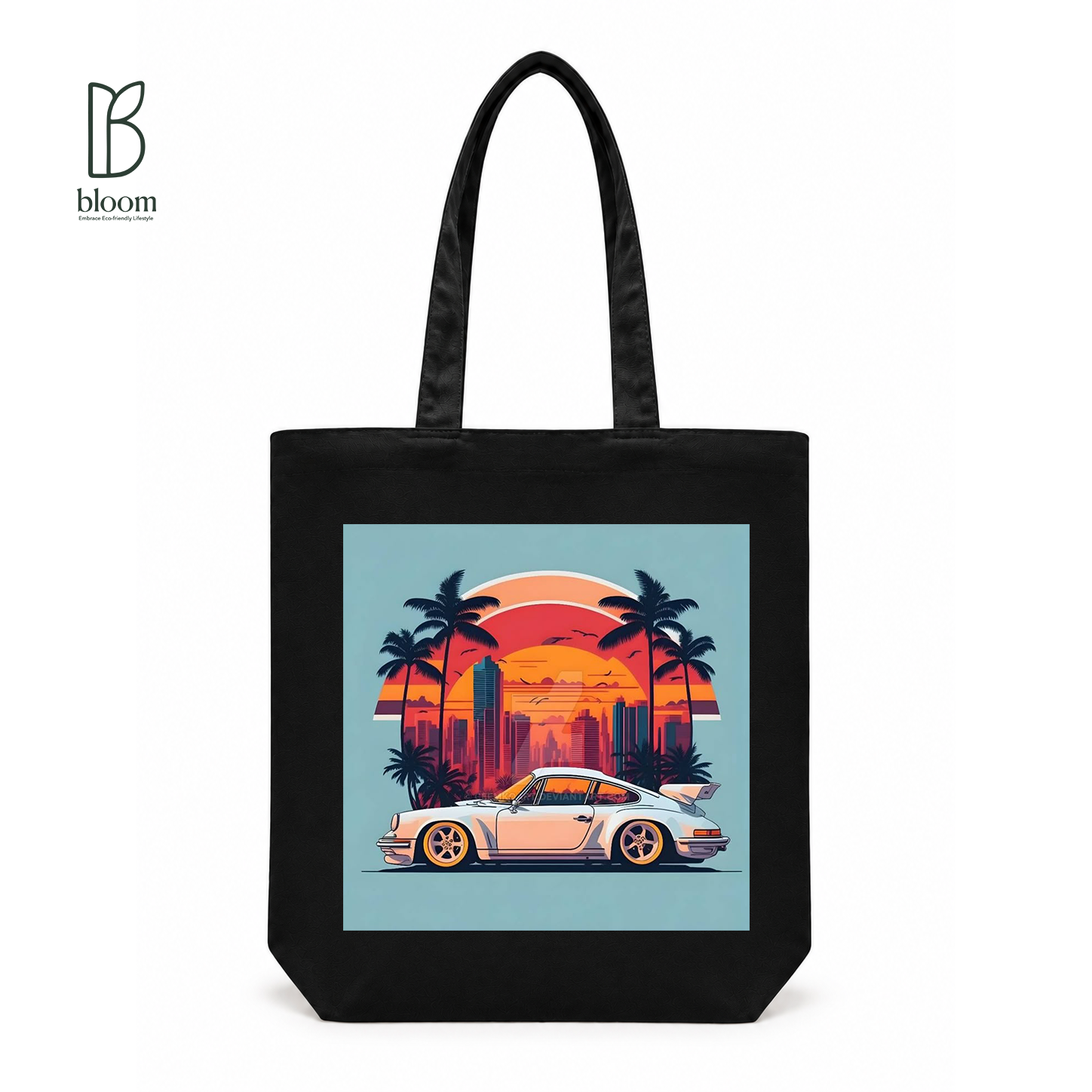 Sunset Cruise canvas tote bag - Regular White | Bloom Bags BD