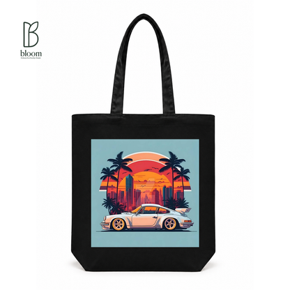Sunset Cruise canvas tote bag - Regular White | Bloom Bags BD
