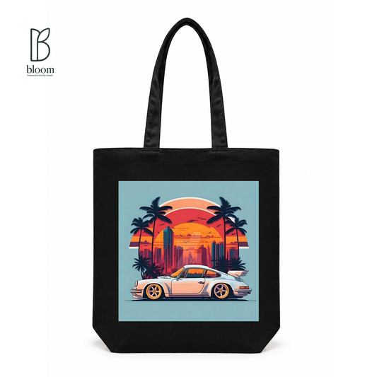 Sunset Cruise canvas tote bag - Regular White | Bloom Bags BD