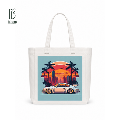Sunset Cruise canvas tote bag - Square White | Bloom Bags BD