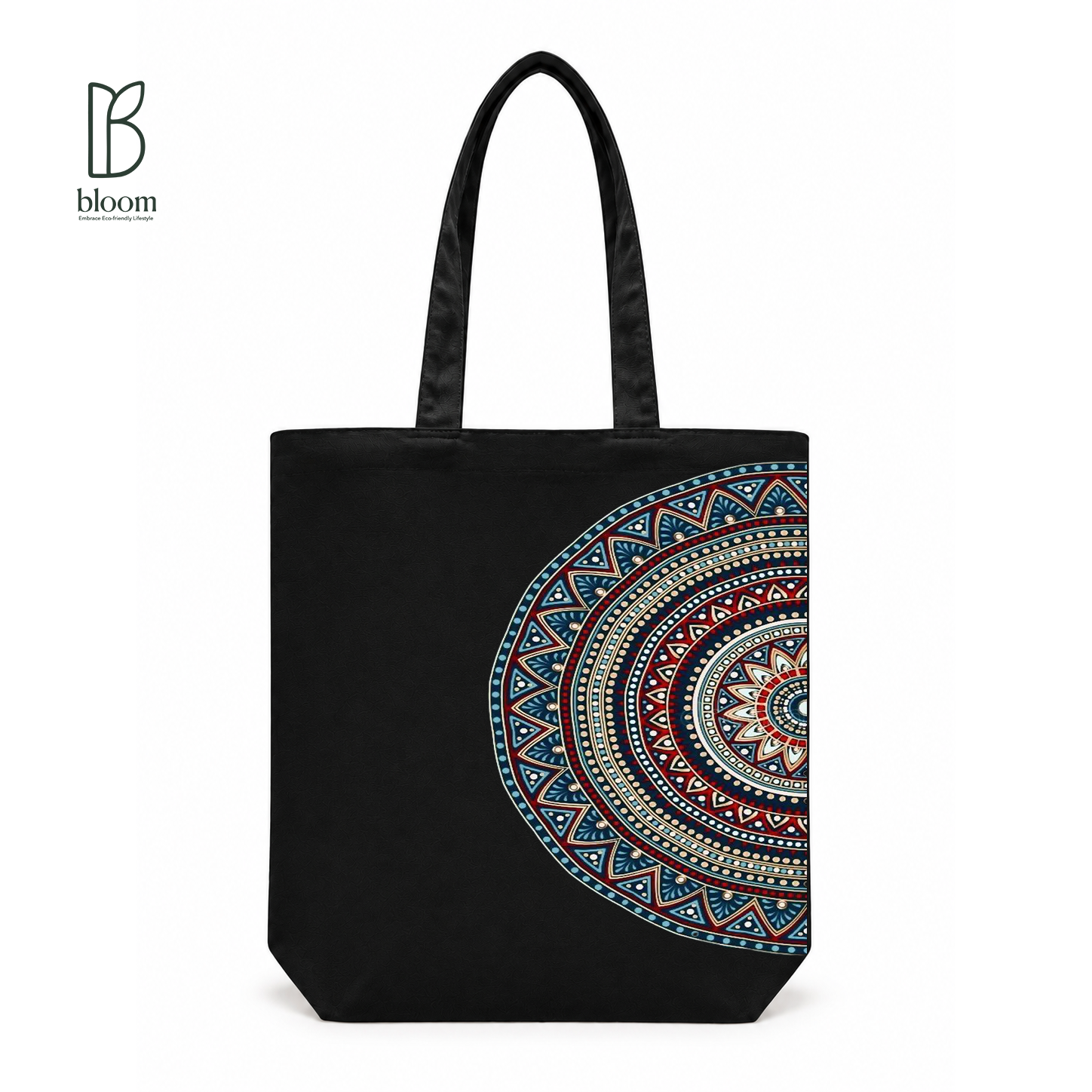 Terracotta Mandala canvas tote bag - Regular Black | Bloom Bags BD