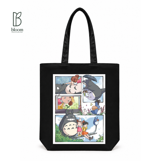 Totoro Storybook canvas tote bag - Regular Black | Bloom Bags BD