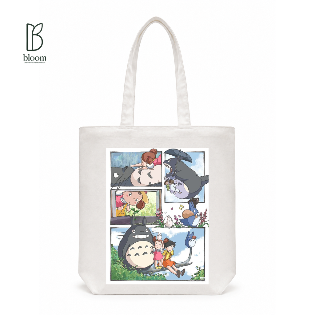 Totoro Storybook canvas tote bag - Regular White | Bloom Bags BD