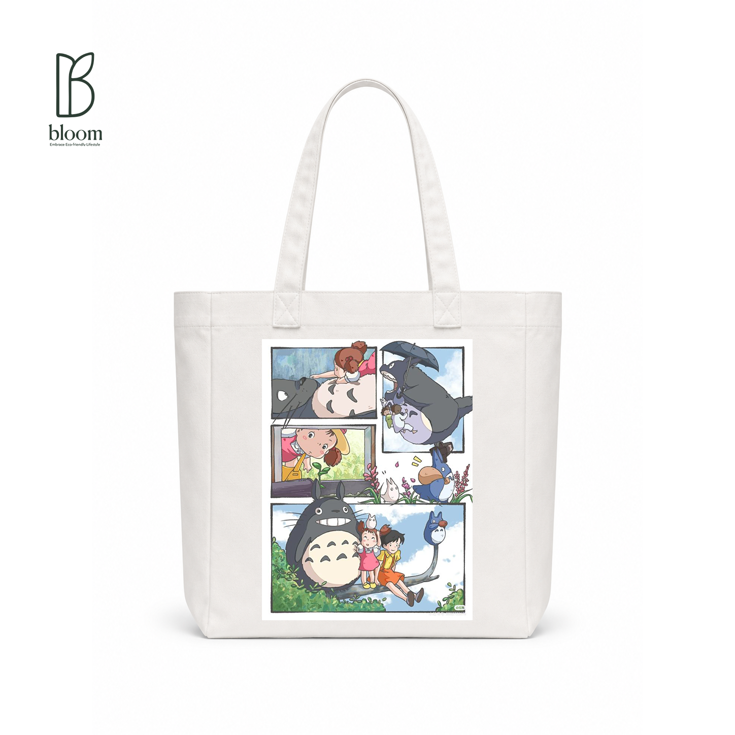 Totoro Storybook canvas tote bag - Square White | Bloom Bags BD