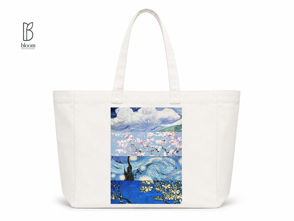 Van Gogh Blossom canvas tote bag - Extended White | Bloom Bags BD